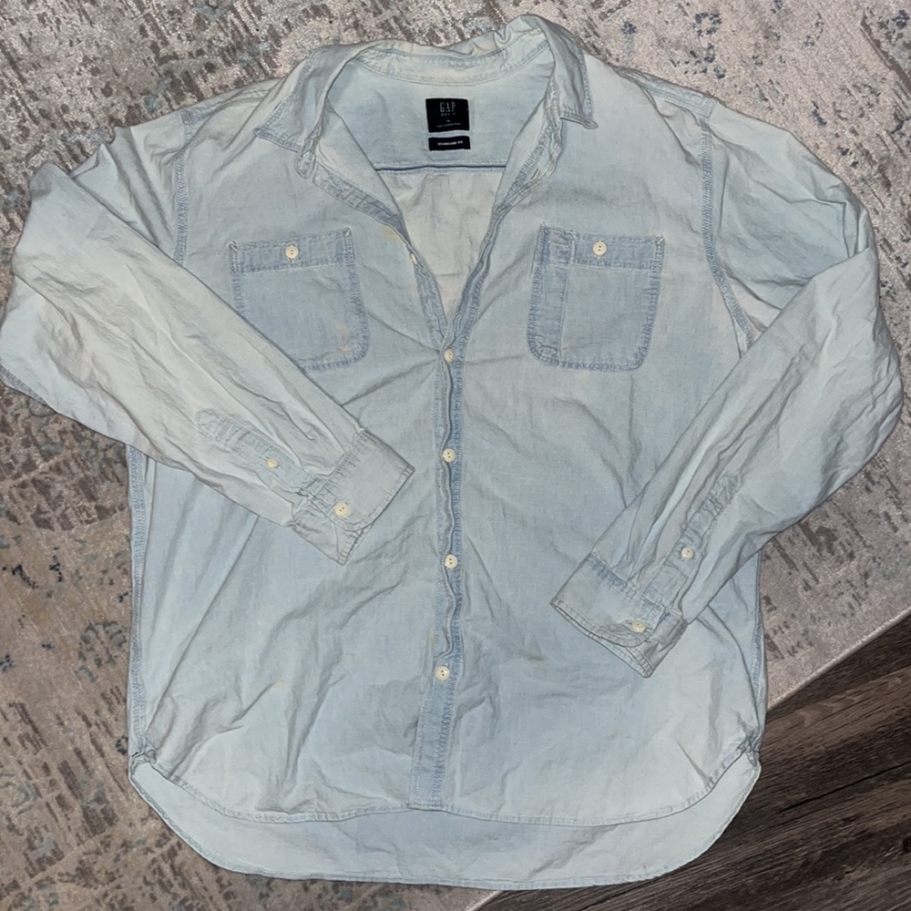 Retro light jean shirt button up
